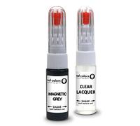 SD COLORS Kit de réparation de peinture magnétique gris compatible avec Ford Touch Up - 20 ML - Brosse à rayures - Code couleur - Gris magnétique (peinture + laque)