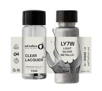 SD COLORS LY7W - Peinture de retouche en métal argenté clair - 15 ML - Pour réparer les rayures et les éclats - Code couleur LY7W - Couleur : argent clair métallisé (peinture + vernis)