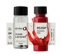 SD COLORS Passion Red R539P Peinture de retouche 15 ML pour rayures et éclats Code couleur R539P Rouge passion (peinture + vernis)