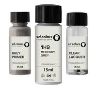 SD COLORS Peinture de retouche gris mercure 1H9-15 ML - Pinceau de réparation pour rayures - Code couleur : 1H9 - Gris mercure (peinture + apprêt + vernis)