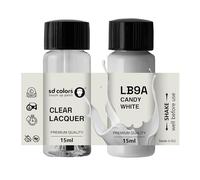 SD COLORS Peinture de retouche LB9A - Blanc bonbon - 15 ML - Pour réparer les rayures et les éclats - Code couleur LB9A - Blanc bonbon (peinture + laque)