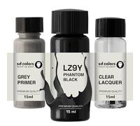 SD COLORS Phantom Black LZ9Y Peinture de retouche 15 ML pour rayures et éclats Code couleur LZ9Y Noir fantôme (peinture + vernis + apprêt)