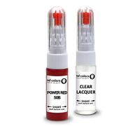 SD COLORS Power Red 50B Kit de réparation de stylo de retouche de peinture compatible avec Opel/Vauxhall 20 ML Pinceau à rayures Code couleur 50B Rouge