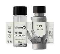SD COLORS Silver 1F7 Peinture de retouche 15 ML pour réparer les rayures et les éclats Code couleur 1F7 Argenté (peinture + laque)
