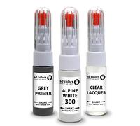 SD COLORS Stylo de retouche de peinture blanc alpin 300 Alpinweiss III compatible avec kit de réparation BMW 20 ML (peinture + vernis + apprêt)