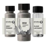 SD COLORS Thunder Grey B58 Peinture de retouche 15 ML pour réparation des rayures - Code couleur B58 gris (peinture + apprêt + vernis)