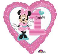 Amscan Ballon aluminium Minnie 1er anniversaire 43 cm Rose