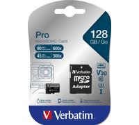 SD MicroSD Card 128GB Verbatim SDHC Pro Class 10 + Adapter retail