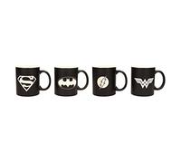 SD Toys Tasses gravées laser Univers DC Céramique Noir 9 x 8 x 12 cm Lot de 4