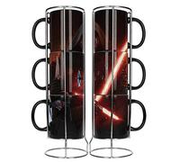SD toys SDTSDT89001 - Set de 3 Tasses empilables en céramique Kylo Sable Motif Star Wars, Noir