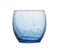 SDA287MZ Polyvalent Gobelet transparent bullé de 35 cl. Verre trempé soufflé à la main, compatible lave-vaisselle et micro-ondes(Blue)