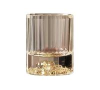 SDA287MZ Polyvalent Verres à whisky luxueux rayures verticales, Old Fashioned fond épais ornés d'une tête de lion en relief 3D, 150 ml(Gold)