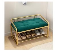 SDA287MZ Utilisations polyvalentes Étagère à Chaussures d'entrée avec siège rembourré, Banc for entrée, de Rangement 2 étagères, en métal for, Couloir, vestiaire, Salon(Green,80 * 35 * 40cm)