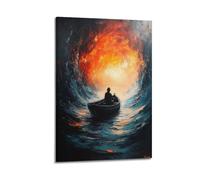 SDAEWUBB Poster décoratif sur toile Into The Abyss Surreal Lonely Boatman - Impression sur toile moderne pour chambre à coucher - 20 x 30 cm