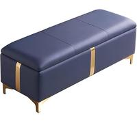 SdaryWare Banc de Rangement Ottoman, Banc de Bout de lit rectangulaire avec Rangement, Meuble décoratif Moderne, Salon, entrée, Tabouret à Langer rembourré,Navy Blue-100x45x42cm