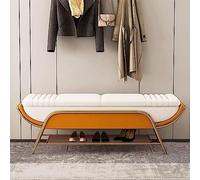 SdaryWare Banc Ottoman de Rangement avec étagère à Chaussures, Banc de Rangement Multifonction, Banc de Bout de lit, Banc à Chaussures, Banc en Cuir Luxueux, Banc d'entré,Orange-100x40x45cm