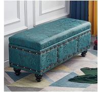 SdaryWare Banc Ottoman de Rangement de 40 cm avec revêtement en Similicuir capitonné, Repose-Pieds rectangulaire rembourré en Mousse, Meuble Facile à Assembler, Couleur g,Blue-green-40X40X45cm