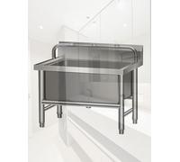 SdaryWare Bassin de Lavage en Acier Inoxydable 304, Bassin avec évacuation d'eau, lavabo sur Pied pour Usage Domestique et Commercial, évier pour buanderie, Station de la,Low Rack-120x60cm