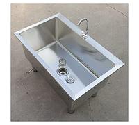 SdaryWare Bassin de Lavage en Acier Inoxydable - Bassin d'évier Commercial - Bassin de Lavage Domestique pour Salle de Bain avec Balcon - Évacuation Facile de l'eau,Silver-100x50x30cm