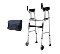 SdaryWare Déambulateur pliant de luxe à deux boutons, déambulateur droit, déambulateur à 2 roues, léger et portable, pour personnes âgées, pédalier, matériau : alliage d'aluminium, capacité de charge