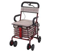 SdaryWare Déambulateur ultra léger et pliable à 4 roues avec siège rembourré, équipement de mobilité C'est si gentil de vous (vin rouge)