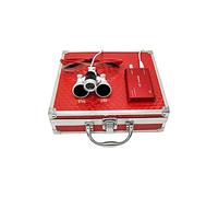 SdaryWare Loupes dentaires, loupes éclairées pour la tête, loupe avec Lampe Frontale LED, loupes chirurgicales, Zoom 2,5X, loupes binoculaires éclairées pour Les Dents chirurgicales, Rouge,Red-2.5X