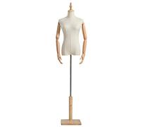 SdaryWare Mannequin de vitrine Femme, Buste de Mannequin réglable, présentoir pour vitrine avec Base en Bois, 2 Tailles, 3 Styles,Small-B