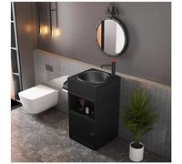 SdaryWare Meuble de Salle de Bain avec lavabo, Meuble de Salle de Bain autoportant sous lavabo, Meuble de Salle de Bain en Fer de Style Industriel avec Robinet,Black-with Mirror