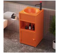 SdaryWare Meuble de Salle de Bain avec lavabo, Meuble de Salle de Bain autoportant sous lavabo, Meuble de Salle de Bain en Fer de Style Industriel avec Robinet,Orange-Without Mirror
