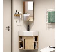 SdaryWare Meuble-lavabo d'angle pour Salle de Bain et Miroir, étagère Murale Flottante, Organiseur de Rangement, Armoire à Pharmacie d'angle étroite, Station de,One Color-45CM/17.7IN
