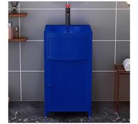 SdaryWare Meuble-lavabo de Salle de Bain de 17 Pouces avec lavabo, Meuble-lavabo autoportant, Meuble-lavabo de Salle de Bain en Fer forgé de Style Industriel et,Blue-Without Mirror