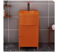 SdaryWare Meuble-lavabo de Salle de Bain de 17 Pouces avec lavabo, Meuble-lavabo autoportant, Meuble-lavabo de Salle de Bain en Fer forgé de Style Industriel et,Orange-Without Mirror