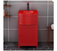 SdaryWare Meuble-lavabo de Salle de Bain de 17 Pouces avec lavabo, Meuble-lavabo autoportant, Meuble-lavabo de Salle de Bain en Fer forgé de Style Industriel et,Red-Without Mirror