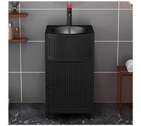 SdaryWare Meuble-lavabo de Salle de Bain de 17 Pouces avec lavabo, Meuble-lavabo autoportant, Meuble-lavabo de Salle de Bain en Fer forgé de Style Industriel et,Black-Without Mirror