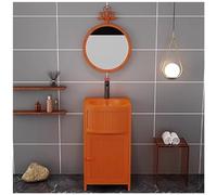 SdaryWare Meuble-lavabo de Salle de Bain de 17 Pouces avec lavabo, Meuble-lavabo autoportant, Meuble-lavabo de Salle de Bain en Fer forgé de Style Industriel et,Orange-with Mirror