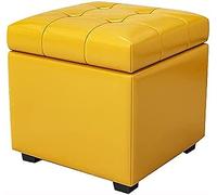 SdaryWare Repose-Pieds Ottoman de Rangement, Repose-Pieds Ottoman en Cuir, Repose-Pieds Cube Haut de Gamme avec Rangement, Tabouret de Rangement Moderne, Marron, 100 x 40,Yellow-40x40x42cm