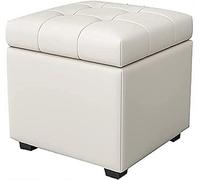 SdaryWare Repose-Pieds Ottoman de Rangement, Repose-Pieds Ottoman en Cuir, Repose-Pieds Cube Haut de Gamme avec Rangement, Tabouret de Rangement Moderne, Marron, 100 x 40,White-60x40x42cm