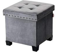 SdaryWare Repose-Pieds Ottoman, Repose-Pieds de Rangement, Panneau en Bois Artificiel en Velours Soyeux rétro, Cadre en Bois Massif, Banc à Chaussures, Repose-Pieds,Grey