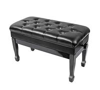 SdaryWare Tabouret de Piano Double réglable avec Pieds en Bois Noir Mat, Plage de réglage : 48-58 cm