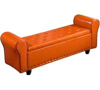 SdaryWare Tabouret de Rangement Pliable, Pouf de Rangement, Banc de Rangement pour Chambre et Couloir, Repose-Pieds en Similicuir, siège rembourré, siège Confortable, en,Oranje-40X40X120cm