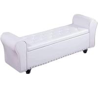 SdaryWare Tabouret de Rangement Pliable, Pouf de Rangement, Banc de Rangement pour Chambre et Couloir, Repose-Pieds en Similicuir, siège rembourré, siège Confortable, en,White-40X40X120cm