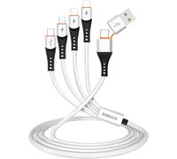 SDBAUX 3A/1.2M Multi 6 en 1 Câble Chargeur, USB A/USB C vers Câble 4 en 1 Charge Rapide, avec 2 iP/Micro/Type-C Ports, pour iOS Téléphone, Android Galaxy, LG, Sony, Moto, Hoor View, Xiaomi, Oneplus