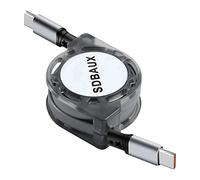 SDBAUX Câble USB C 1M, PD 60W Câble Rétractable USB C vers Type C de Charge Rapide de Chargeur, Compatible avec iPhone 17/16/15 Série, iPad Air/Pro, MacBook Pro 2020, Samsung Galaxy S25/S24, Switch