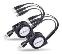 SDBAUX Multi Câble 3 en 11M 3A 2-Paquet, Rétractable Chargeur USB Câble Charge Rapide avec iP Micro USB Type C pour iPhone, Samsung Galaxy S23 S22 S20 S10, LG, Huawei, Xiaomi, Sony, Moto, PS4