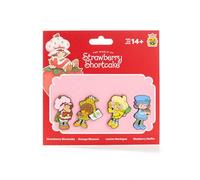 SDCC 2024 Lot de 4 épingles à muffins en émail pailleté avec shortcake aux fraises, citron, fleur d'oranger et myrtille