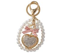 SDCFFC Porte-clés de Voiture Love Pearl String, Pendentif de Sac créatif, Anneau Porte-clés Mignon en Alliage en Forme de cœur (Couleur : Or, Taille : 15 x 5,6 x 5,6 cm)