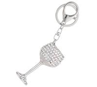 SDCFFC Porte-clés en métal en Forme de Verre à vin, Porte-clés de Sac à Dos Scintillant pour Femmes et Filles, breloque de Sac à Main en Strass, Anneaux de Porte-clés en Alliage