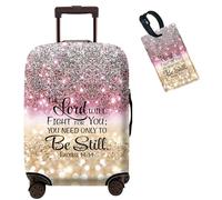 SDDFRHGH Housses de bagages approuvées par la TSA, élastiques et lavables pour valises de 45,7 à 76,2 cm, Verset de la Bible Paillettes scintillantes, M (For 22-24 inch suitcase)