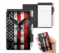 SDDFRHGH Metal Pocket Notebook with Pen Holder, Aluminum EDC Mini Notepad & Journal, Refillable Paper & Pen, 4.4x2.9 Tactical Notebook for Work, Police, Travel, Daily Carry-Eagle on USA Flag
