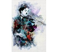 SDDLW1990 1000 pièces Puzzles pour Charlie Chaplin Great Comedy Actor Play Violin Water Color Poster Adultes Enfants Puzzle Jouet dagogique jeu 1000 Piece 29.5x19.6inch(75x50cm) Sans Cadre